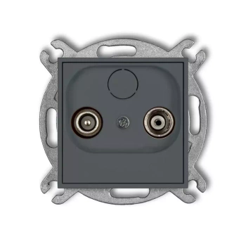 Mechanizm gniazda abonenckiego RTV przelotowego 9dB Karlik seria MINI 28MG9P kolor grafitowy mat