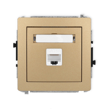 Mechanizm gniazda komputerowego pojedynczego 1xRJ45, kat. 6A, 8-stykowy Karlik seria DECO 8DGK-7 kolor złoty metalik