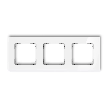 Ramka uniwersalna potrójna kwadratowa - efekt szkła ramka: biała; spód: czarny Karlik seria ICON 0-12-IRSK-3 kolor biały