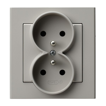 Gniazdo podwójne z uziemieniem kompletne z ramką seria SONATA kolor Kaszmir symbol GP-2RZ/82