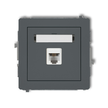 Mechanizm gniazda telefonicznego pojedynczego 1xRJ11, 4-stykowy, beznarzędziowe Karlik seria DECO 28DGT-1 kolor grafitowy mat
