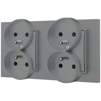 Dwa gniazda podwójne z ramką prostą seria MINI kolor szary mat