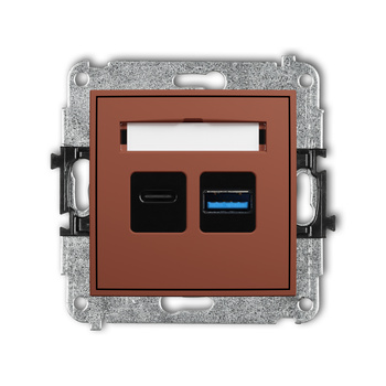 Mechanizm ładowarki USB podwójnej USB C + USB A, 20W max. Karlik seria MINI 63MCUSB-8 kolor terakota