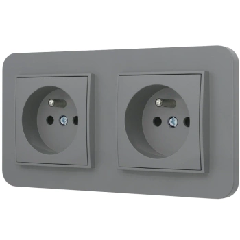 Dwa gniazda pojedyncze z ramką zaokrągloną seria MINI kolor szary mat
