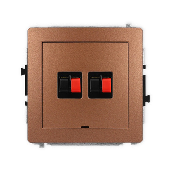 Mechanizm gniazda głośnikowego podwójnego, bez pola opisowego Karlik seria DECO 9DGGBO-2 kolor brązowy metalik