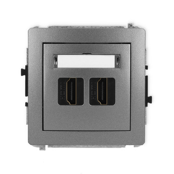 Mechanizm gniazda podwójnego HDMI 2.0, 4K Karlik seria DECO 11DHDMI-4 kolor grafitowy