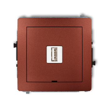 Mechanizm ładowarki USB pojedynczej USB A, 5W max., 5V, 1A, bez pola opisowego Karlik seria DECO 9DCUSBBO-1 kolor brązowy metalik