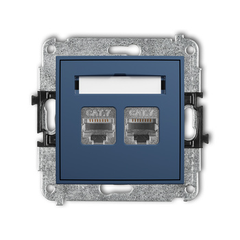 Mechanizm gniazda komputerowego podwójnego 2xRJ45, kat. 7, ekranowany, 8-stykowy Karlik seria ICON 64IGK-10 kolor navy blue
