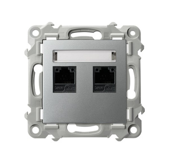 Gniazdo komputerowe podwójne, kat. 5e MMC seria SZAFIR kolor Srebro symbol GPK-2Z/K/m/18