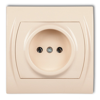 Gniazdo pojedyncze bez uziemienia 2P bez przesłon torów prądowych Karlik seria LOGO 1LGP-1 kolor beżowy