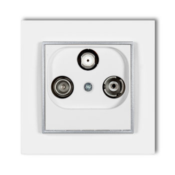 Gniazdo rtv-sat końcowe z ramką mini kolor biały/srebrny