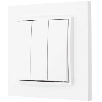 Włącznik potrójny z ramką prostą seria MINI kolor biały mat