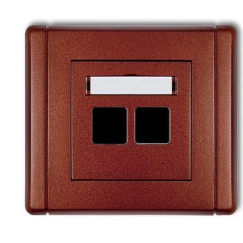 Gniazdo multimedialne podwójne bez modułu standard Keystone Karlik seria FLEXI 9FGM-2P kolor brązowy metalik