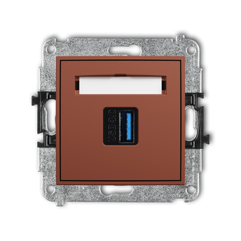 Mechanizm gniazda pojedynczego USB A-A 3.0 Karlik seria MINI 63MGUSB-5 kolor terakota