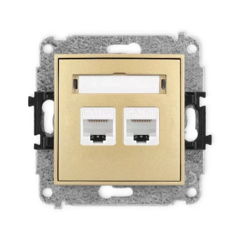 Mechanizm gniazda komputerowego podwójnego 2xRJ45, kat. 6A, 8-stykowy Karlik seria MINI 29MGK-8 kolor złoty