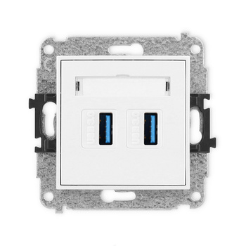 Mechanizm gniazda podwójnego 2xUSB A-A 3.0 Karlik seria ICON IGUSB-6 kolor biały