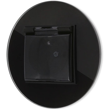 Gniazdo hermetyczne z ramką okrągłą efekt szkła seria ICON kolor czarny