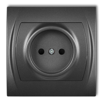 Gniazdo pojedyncze bez uziemienia 2P z przesłonami torów Karlik seria LOGO 11LGP-1p kolor grafitowy