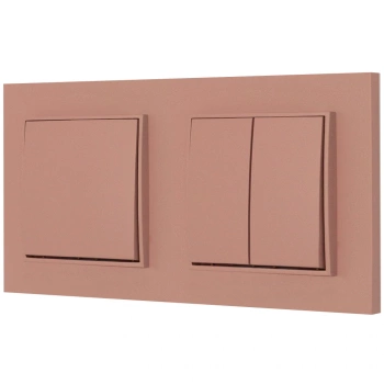 Dwa włączniki pojedynczy i podwójny z ramką kwadratową seria MINI kolor łososiowy