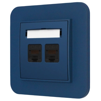 Gniazdo internetowe rj45 2x z ramką zaokrągloną seria MINI kolor navy blue