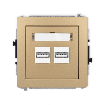 Mechanizm ładowarki USB podwójnej 2xUSB A, 15,5W max., 5V, 3.1A Karlik seria DECO 8DCUSB-6 kolor złoty metalik