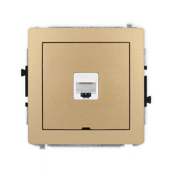 Mechanizm gniazda komputerowego pojedynczego 1xRJ45, kat. 6, 8-stykowy, bez pola opisowego Karlik seria DECO 8DGKBO-3 kolor złoty metalik