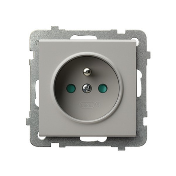 Gniazdo pojedyncze z uziemieniem z przesłonami torów prądowych seria SONATA kolor Kaszmir symbol GP-1RZP/m/82