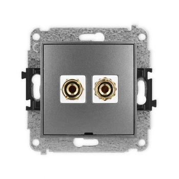 Mechanizm gniazda głośnikowego pojedynczego, bez pola opisowego typu banan - czerwony i czarny, pozłacany, 4 mm2, do lutowania Karlik seria ICON 11IGGBO-3 kolor grafitowy