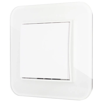 Włącznik pojedynczy z ramką zaokrągloną efekt szkła seria ICON kolor biały