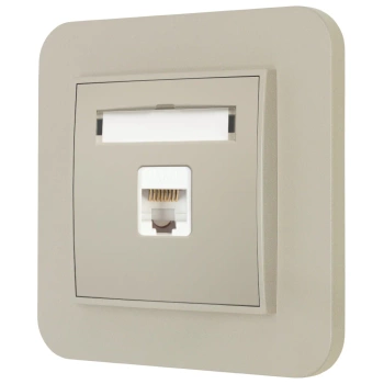 Gniazdo internetowe rj45 1x z ramką zaokrągloną seria MINI kolor taupe