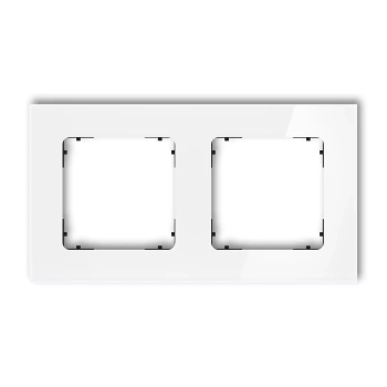 Ramka uniwersalna podwójna kwadratowa - efekt szkła ramka: biała; spód: czarny Karlik seria ICON 0-12-IRSK-2 kolor biały