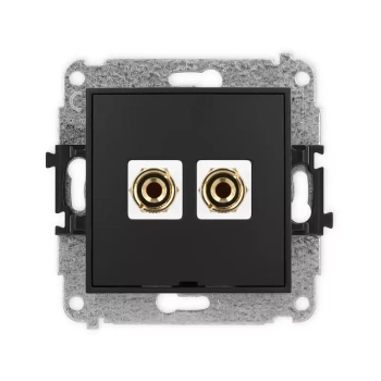 Mechanizm gniazda głośnikowego pojedynczego, bez pola opisowego typu banan - czerwony i czarny, pozłacany, 4 mm2, do lutowania Karlik seria MINI 12MGGBO-3 kolor czarny mat