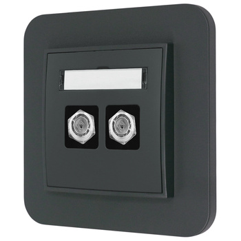 Gniazdo antenowe 2x z ramką zaokrągloną seria MINI kolor grafitowy mat