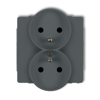 Mechanizm gniazda podwójnego do ramki z uziemieniem 2x2P+Z z przesłonami torów Karlik seria DECO 28DGPR-2zp kolor grafitowy mat