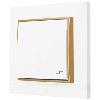 Włącznik schodowy z ramką prostą seria MINI kolor biały mat/złoty