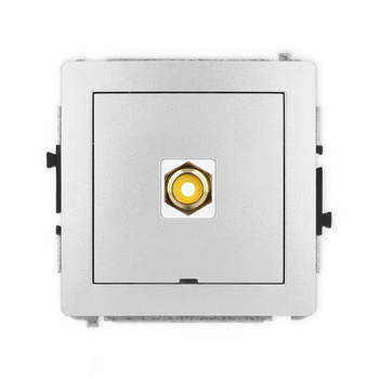 Mechanizm gniazda pojedynczego RCA, bez pola opisowego typu cinch - żółty, pozłacany Karlik seria DECO 7DGRCABO-1 kolor srebrny metalik