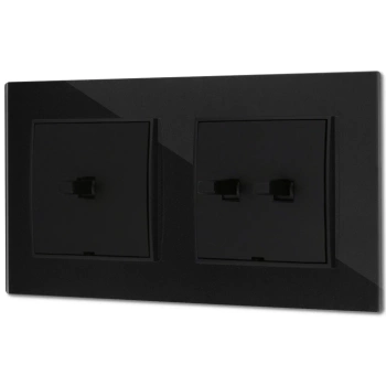 Włącznik pojedynczy i podwójny w stylu USA ramka kwadratowa efekt szkła seria ICON kolor czarny