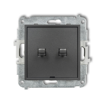 Mechanizm łącznika jednobiegunowego ze schodowym w stylu amerykańskim bez piktogramów, osobne zasilanie Karlik seria ICON 11IWPUS-10.21 kolor grafitowy