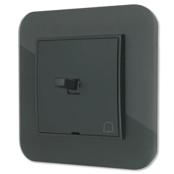 Włącznik dzwonkowy w stylu USA ramka zaokrąglona efekt szkła seria ICON kolor grafitowy mat