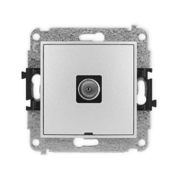 Mechanizm gniazda antenowego pojedynczego TV, bez pola opisowego Karlik seria MINI 7MGTVBO-1 kolor srebrny metalik