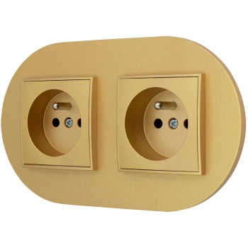 Dwa gniazda pojedyncze z ramką okrągłą seria MINI kolor złoty