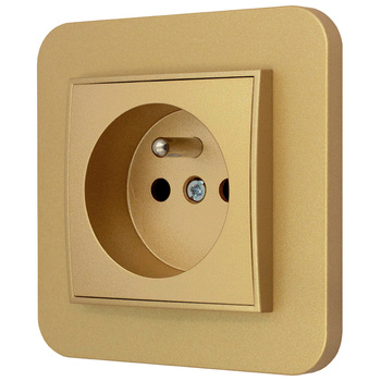 Gniazdo pojedyncze z ramką zaokrągloną seria MINI kolor złoty