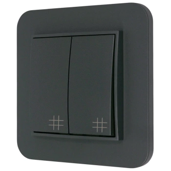 Włącznik krzyżowy podwójny z ramką zaokrągloną seria MINI kolor grafitowy mat