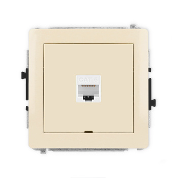 Mechanizm gniazda komputerowego pojedynczego 1xRJ45, kat. 6, 8-stykowy, bez pola opisowego Karlik seria DECO 1DGKBO-3 kolor beżowy