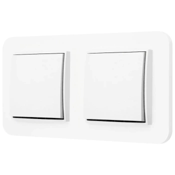 Dwa włączniki pojedyncze z ramką zaokrągloną seria MINI kolor biały mat