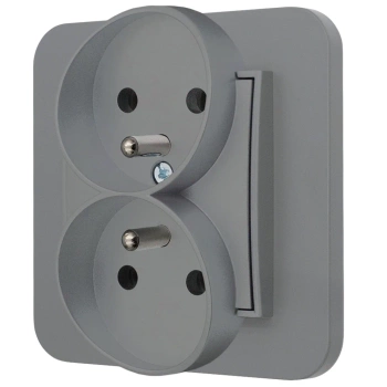 Gniazdo podwójne z ramką zaokrągloną seria MINI kolor szary mat