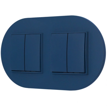 Dwa włączniki podwójne z ramką okrągłą seria MINI kolor navy blue
