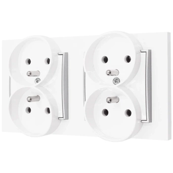Dwa gniazda podwójne bezpieczne dla dzieci kolor biały/srebrny 16