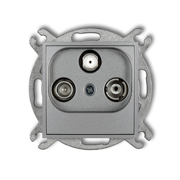 Mechanizm gniazda abonenckiego RTV-SAT przelotowego 10dB Karlik seria ICON 7IGSP kolor srebrny metalik