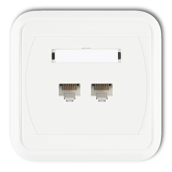Gniazdo komputerowe podwójne 2xRJ45, kat. 5e, 8-stykowe Karlik seria LIZA GLK-2 kolor biały